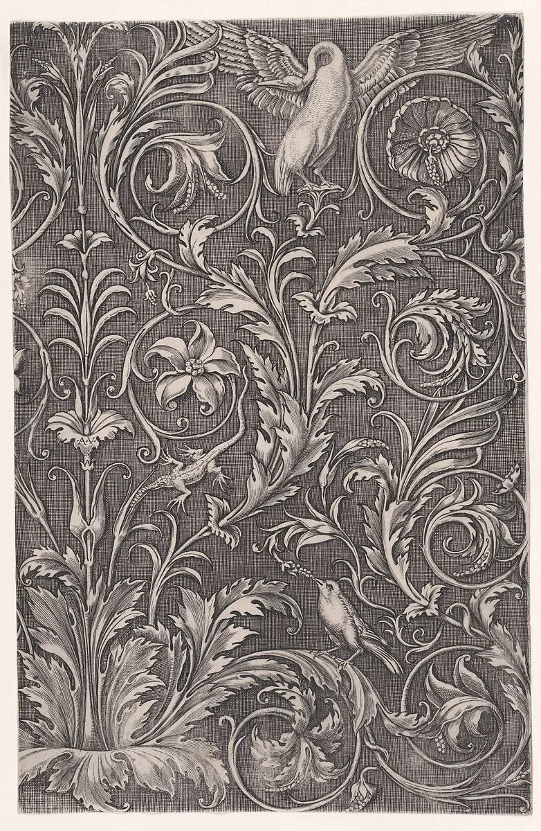 Ornamental Panel — Agostino Veneziano (Agostino dei Musi)