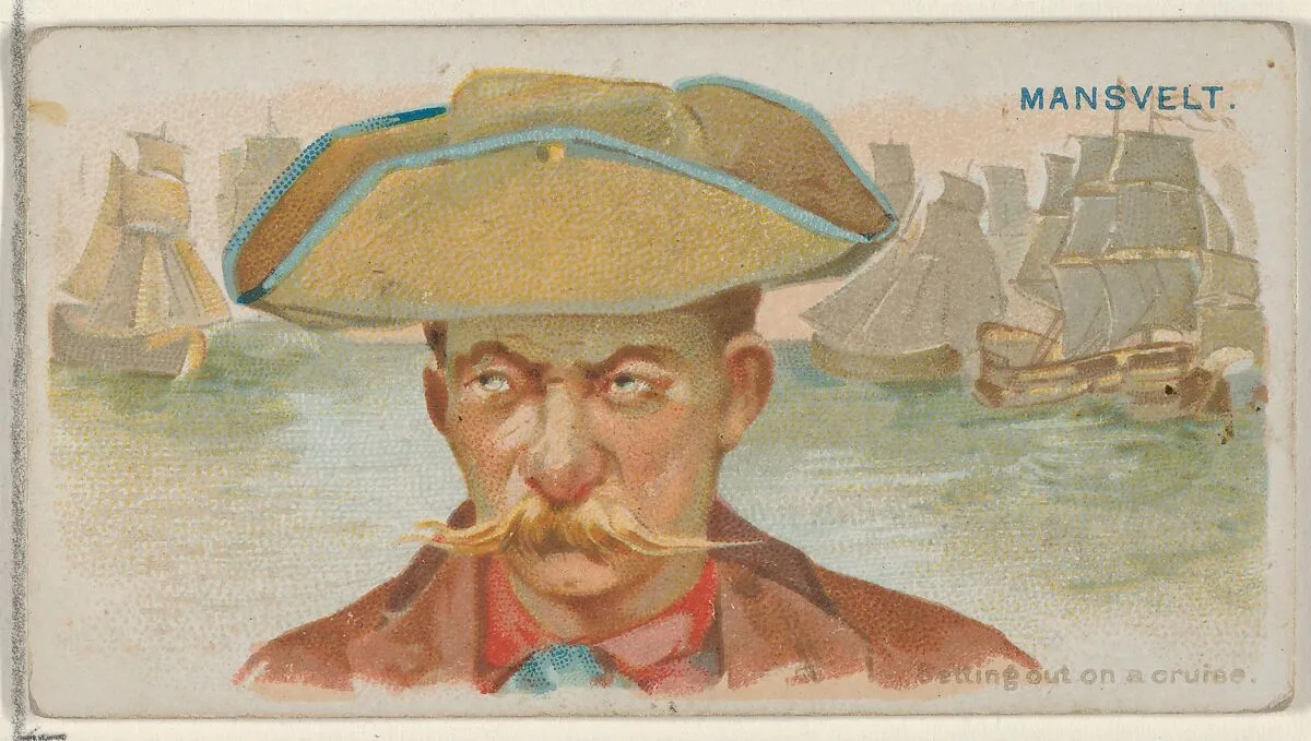 Edward Mansvelt, Setting Out on a Cruise, from the Pirates of the Spanish Main series (N19) for Allen & Ginter Cigarettes — George S. Harris & Sons|Allen & Ginter
