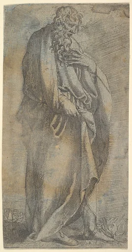 Heavily draped male Figure