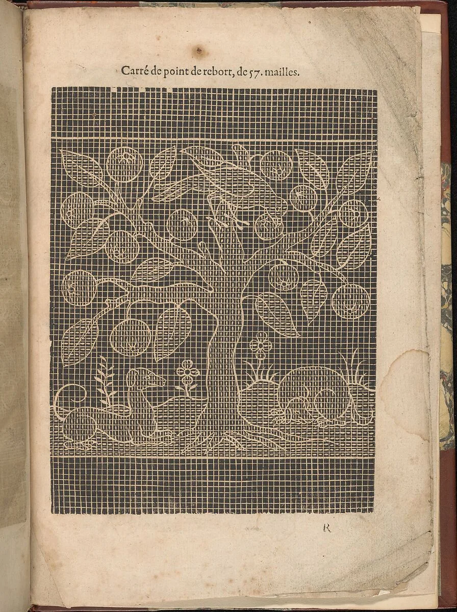 Les Secondes Oeuvres, et Subtiles Inventions De Lingerie du Seigneur Federic de Vinciolo Venitien, page 65 (recto) — Federico de Vinciolo|Jean Le Clerc|Catherine de Bourbon
