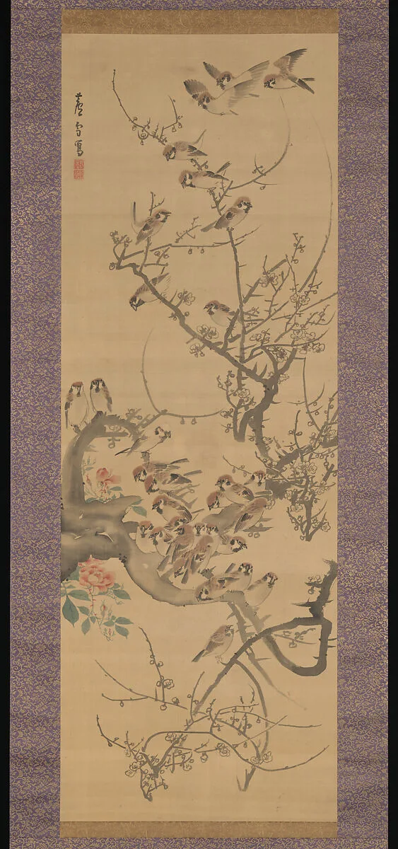 梅雀図|Sparrows in a Plum Tree — Nagasawa Rosetsu 長澤蘆雪