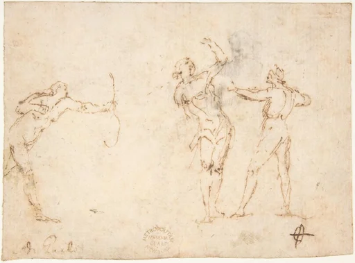 The Martyrdom of Saint Sebastian (recto); Bearded Old Man Blessing Seen in Half-length (verso)