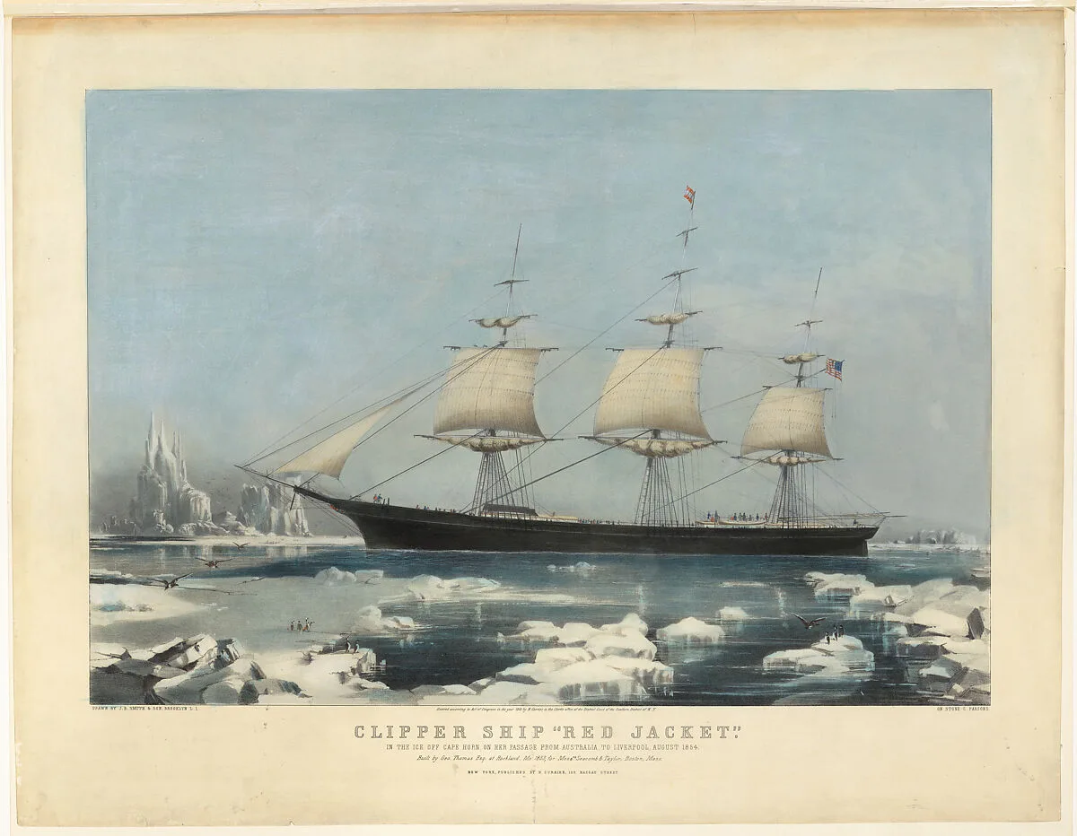 Clipper Ship "Red Jacket" – In the Ice off Cape Horn, on Her Passage from Australia, to Liverpool, August 1854 — Joseph B. Smith|Charles Parsons|Nathaniel Currier