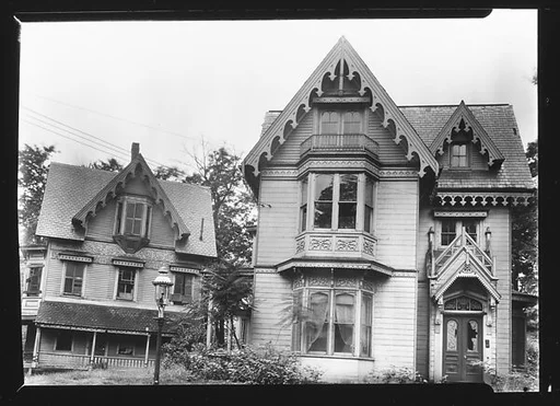 [Two Gothic Revival Houses with Decorative Vergeboards in Gables]
