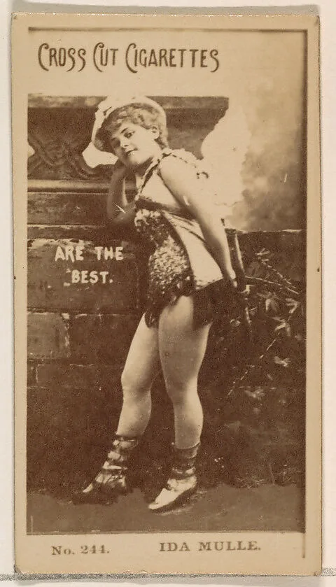 Card Number 244, Ida Mulle, from the Actors and Actresses series (N145-2) issued by Duke Sons & Co. to promote Cross Cut Cigarettes — W. Duke, Sons & Co.