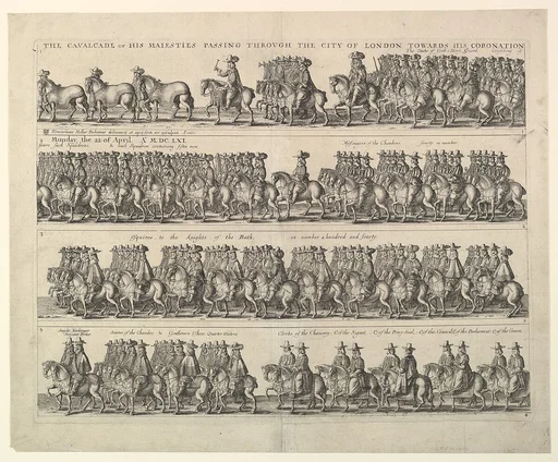 Coronation Procession of Charles II Through London (from John Ogilby's "The Entertainment of...Charles II," London, 1662)