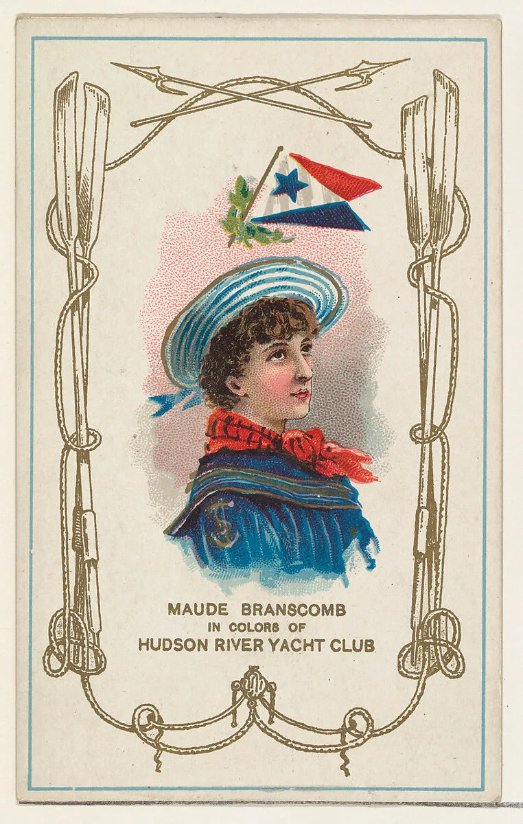 Maude Branscomb in Colors of Hudson River Yacht Club, from the Yacht Colors of the World series (N140) issued by Duke Sons & Co. to promote Honest Long Cut Tobacco — W. Duke, Sons & Co.