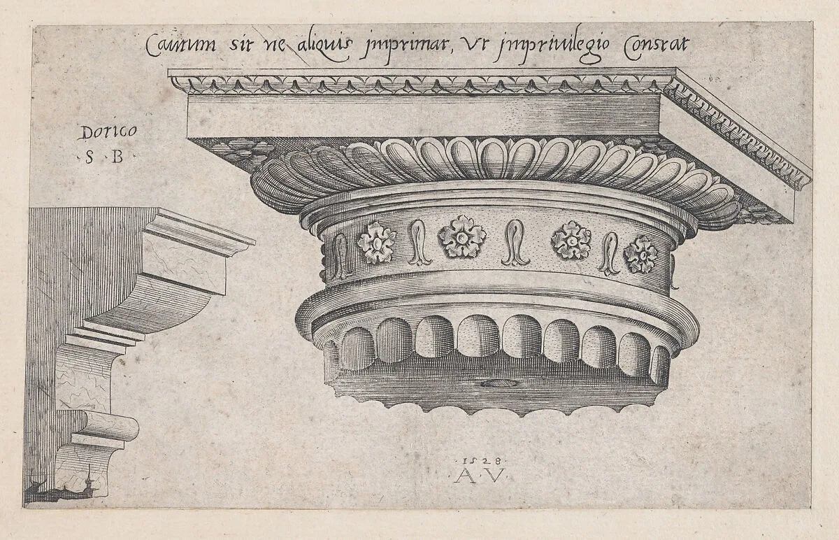 Speculum Romanae Magnificentiae: Doric capital — Agostino Veneziano (Agostino dei Musi)