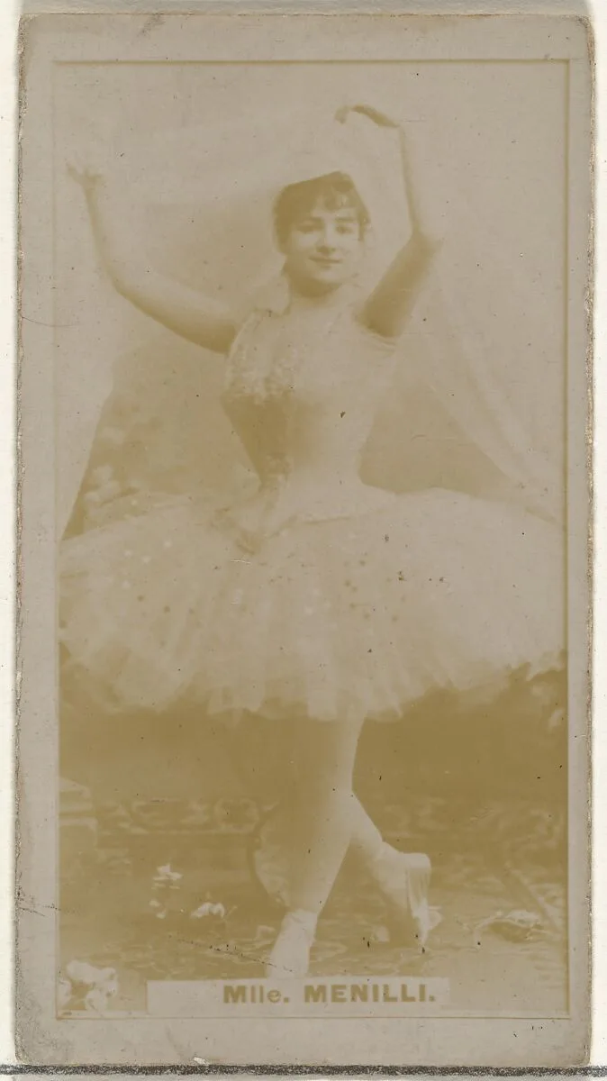 Mlle. Menilli, from the Actors and Actresses series (N145-8) issued by Duke Sons & Co. to promote Duke Cigarettes — American Tobacco Company|W. Duke, Sons & Co.