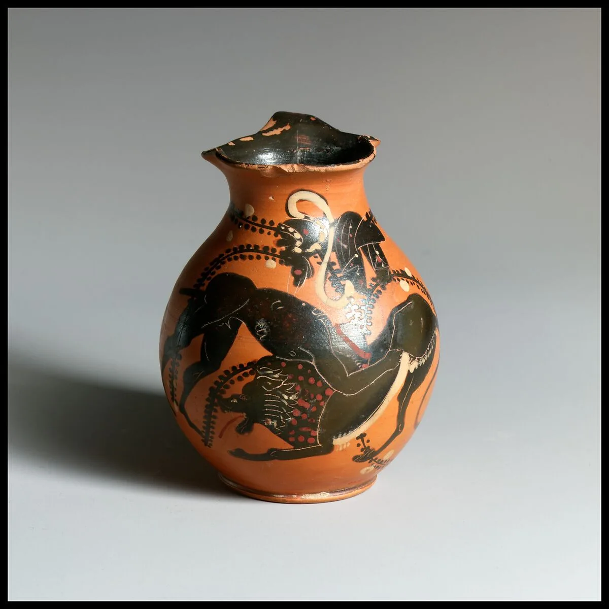 Terracotta oinochoe (jug) — Class of the Red-Bodied Oinochoai III