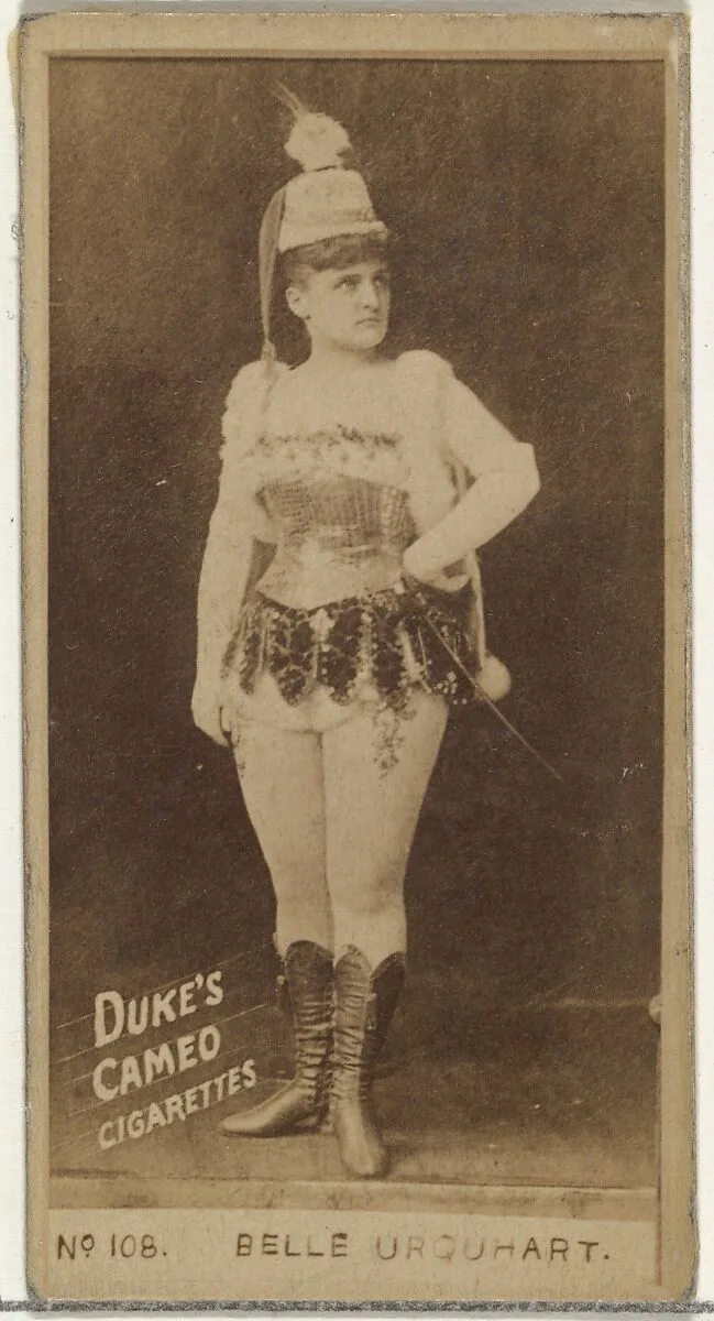 Card Number 108, Belle Urquhart, from the Actors and Actresses series (N145-4) issued by Duke Sons & Co. to promote Cameo Cigarettes — W. Duke, Sons & Co.