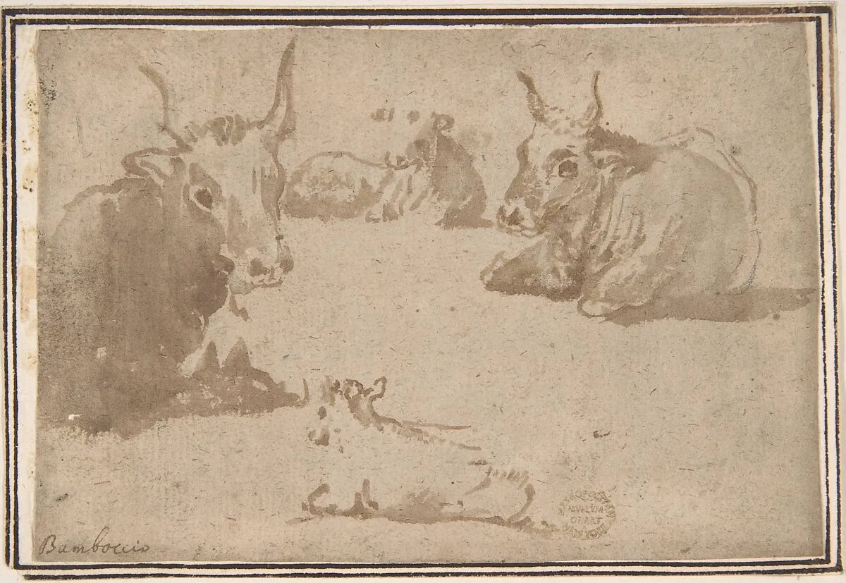 Studies of Cattle — Anonymous, Italian, Roman-Bolognese, 17th century