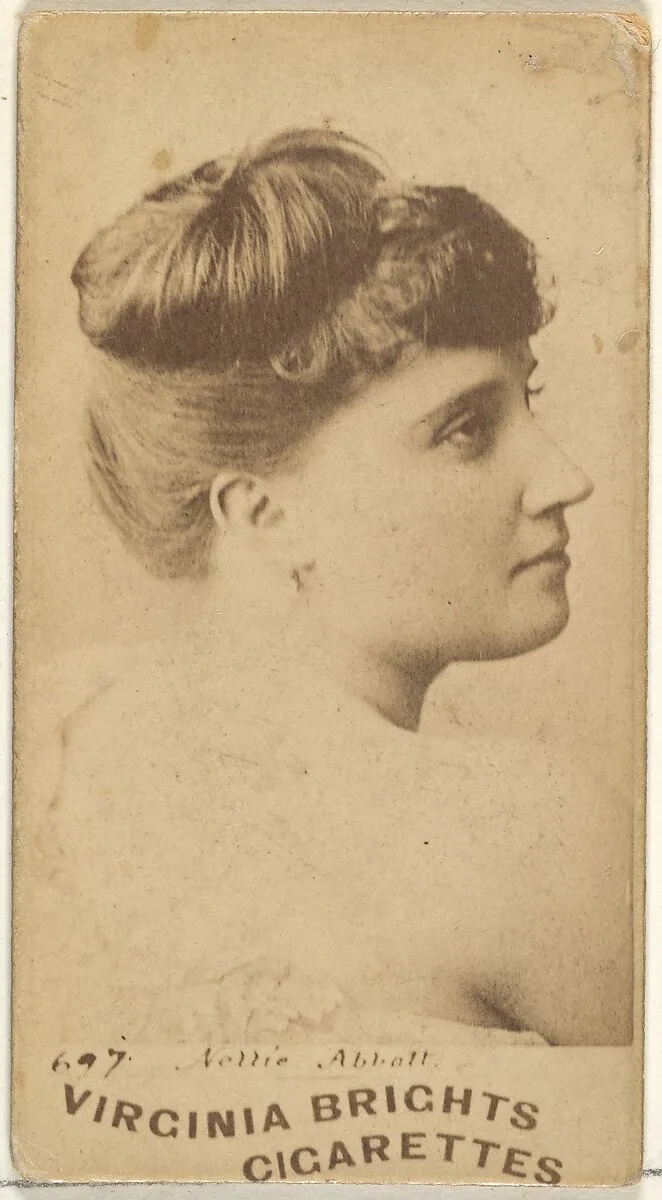 Card 697, Nellie Abbott, from the Actors and Actresses series (N45, Type 1) for Virginia Brights Cigarettes — Allen & Ginter