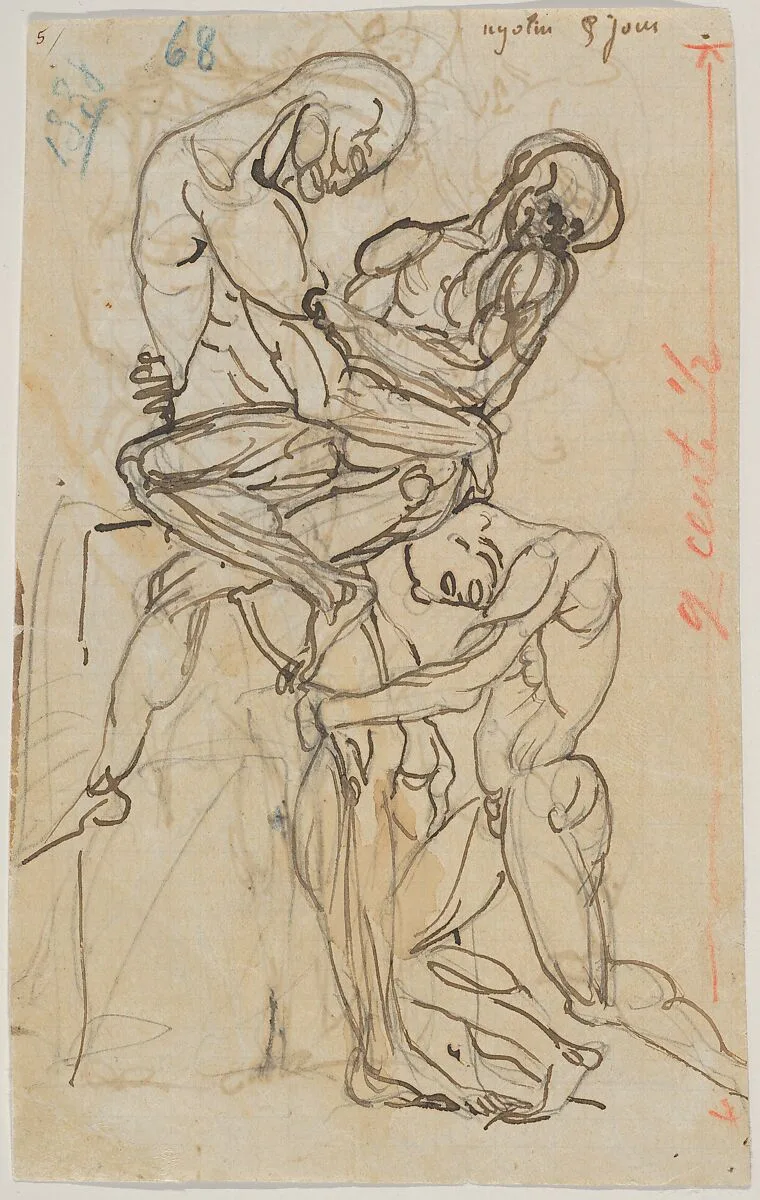 Ugolino and his Sons: Fifth Day (recto); Dante and Virgil: Anatomical Studies (verso) — Auguste Rodin
