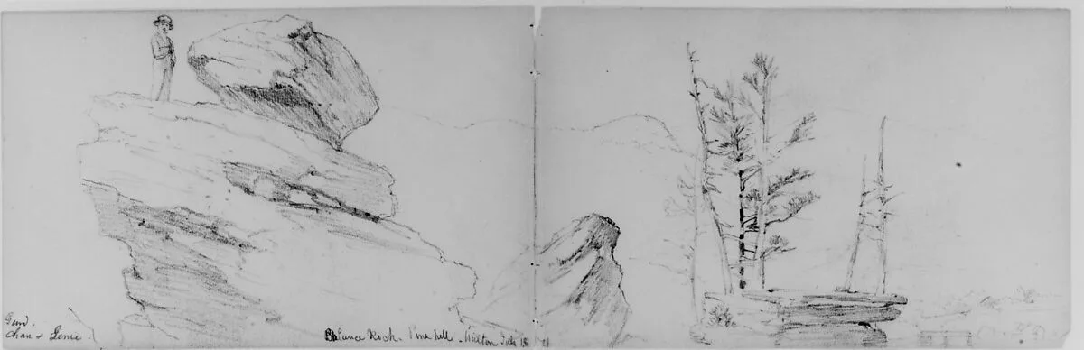 Balance Rock, Pine Hill, Walton, 1871 (from Sketchbook) — Daniel Huntington