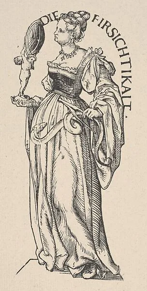 Prudence (Die Firsichtikait), from The Seven Virtues, in Holzschnitte alter Meister gedruckt von den Originalstöcken der Sammlung Derschau im besitz des Staatlichen Kupferstich-kabinetts zu Berlin — Hans Burgkmair|Max J. Friedländer|Kupferstichkabinett, Staatliche Museen zu Berlin|E. A. Seemann