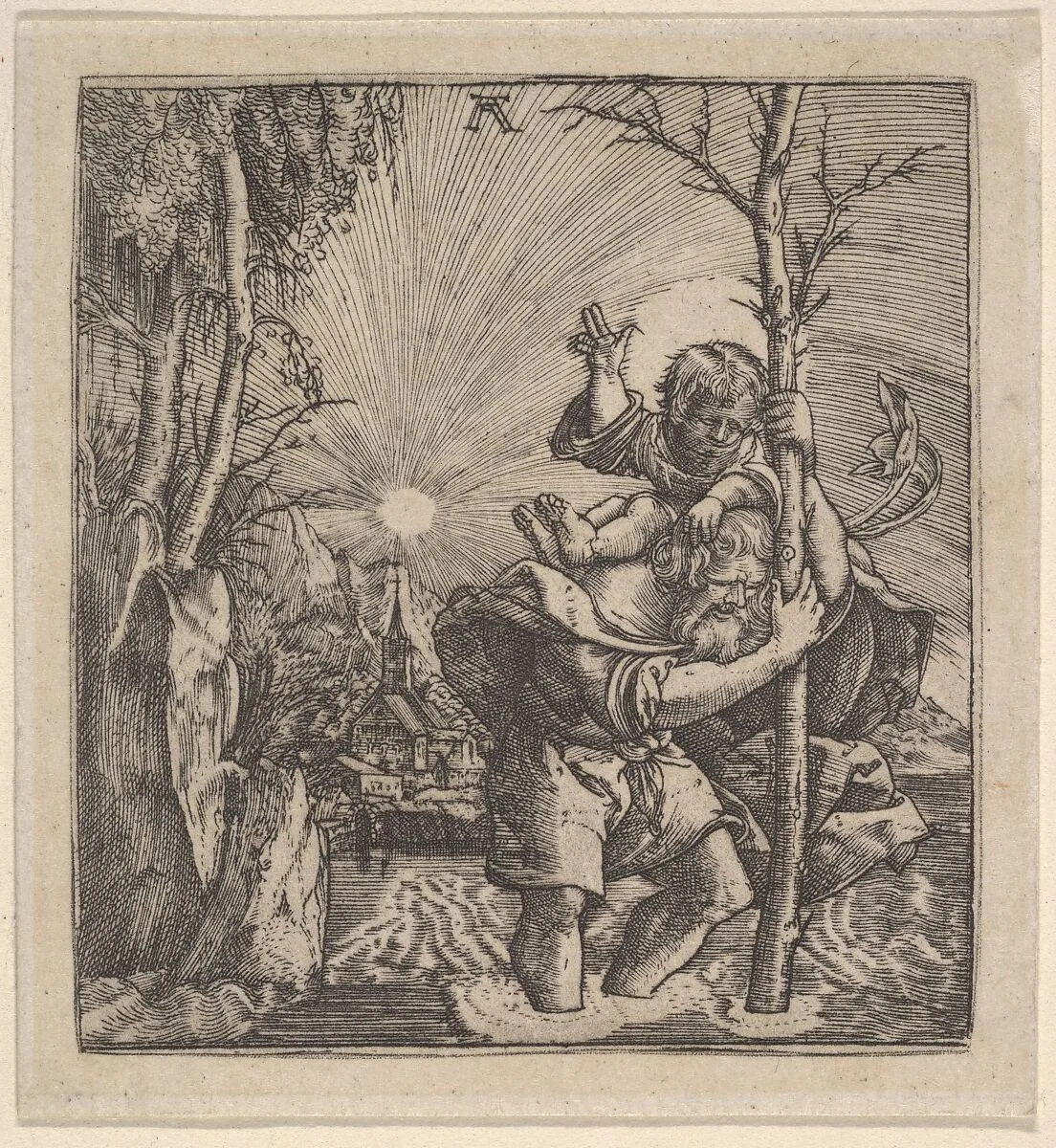 Saint Christopher Carrying the Christ Child — Albrecht Altdorfer
