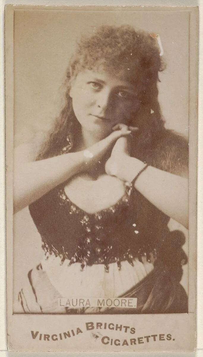 Laura Moore, from the Actors and Actresses series (N45, Type 1) for Virginia Brights Cigarettes — Allen & Ginter