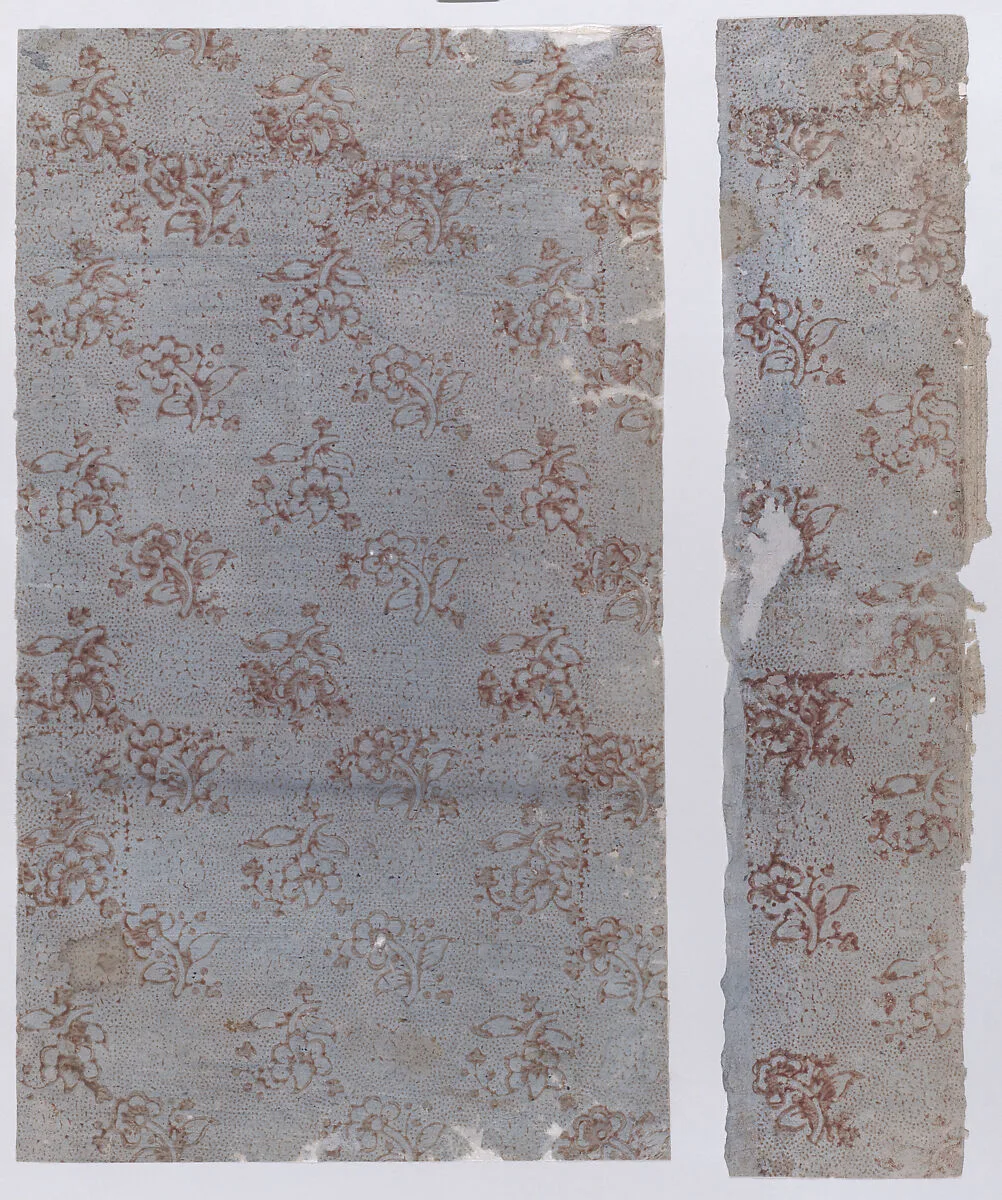 Two sheets with overall floral and dot pattern — Anonymous