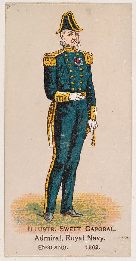 Admiral, Royal Navy, England, 1869, from the Military Series (N224) issued by Kinney Tobacco Company to promote Sweet Caporal Cigarettes — Kinney Brothers Tobacco Company
