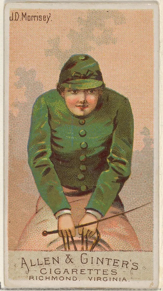J.D. Morrisey, from the Racing Colors of the World series (N22a) for Allen & Ginter Cigarettes — Allen & Ginter
