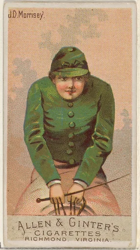 J.D. Morrisey, from the Racing Colors of the World series (N22a) for Allen & Ginter Cigarettes