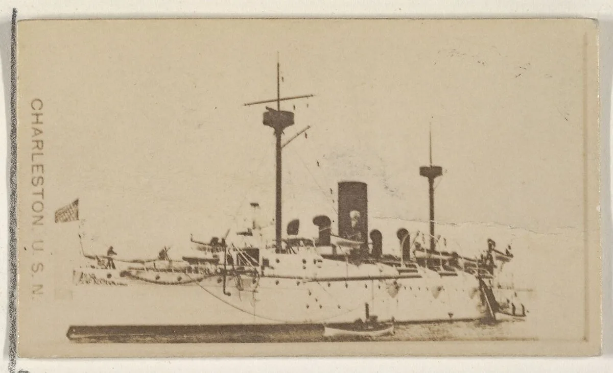 Charleston, U.S.N., from the Famous Ships series (N50) for Virginia Brights Cigarettes — Allen & Ginter