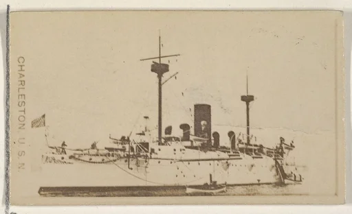 Charleston, U.S.N., from the Famous Ships series (N50) for Virginia Brights Cigarettes