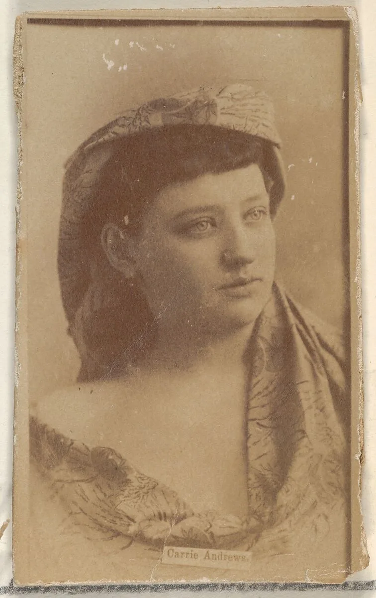 Carrie Andrews, from the Actors and Actresses series (N45, Type 1) for Virginia Brights Cigarettes — Allen & Ginter
