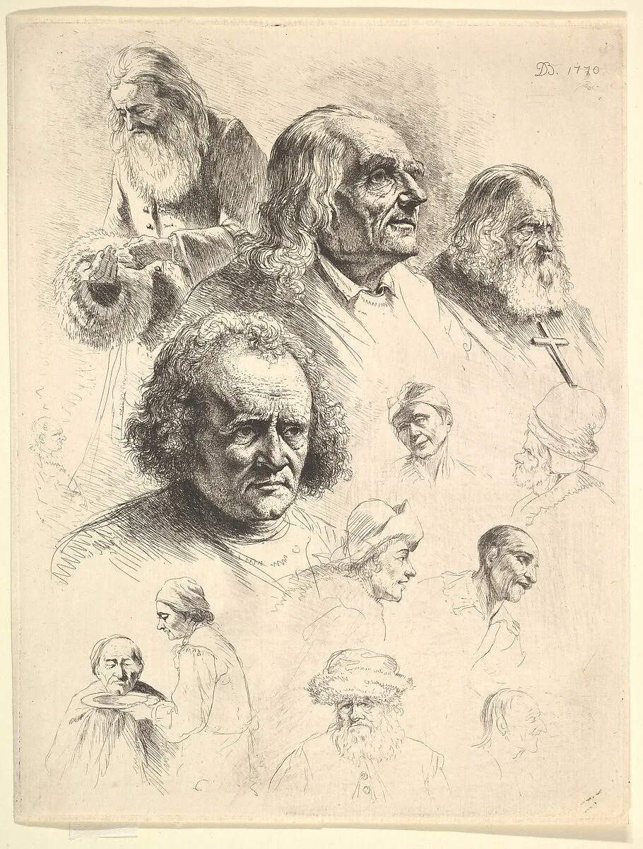 Study of Thirteen Heads — Jean Jacques de Boissieu