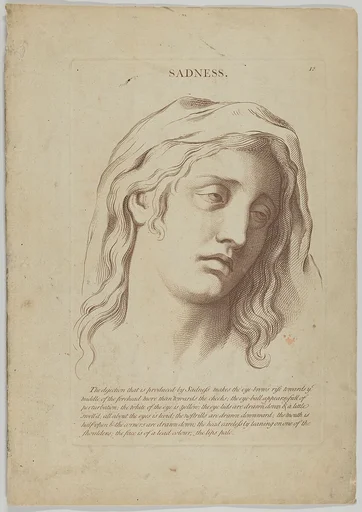 Sadness (from "Heads Representing the Various Passions of the Soul; as they are Expressed in the Human Countenance: Drawn by that Great Master Monsieur Le Brun")