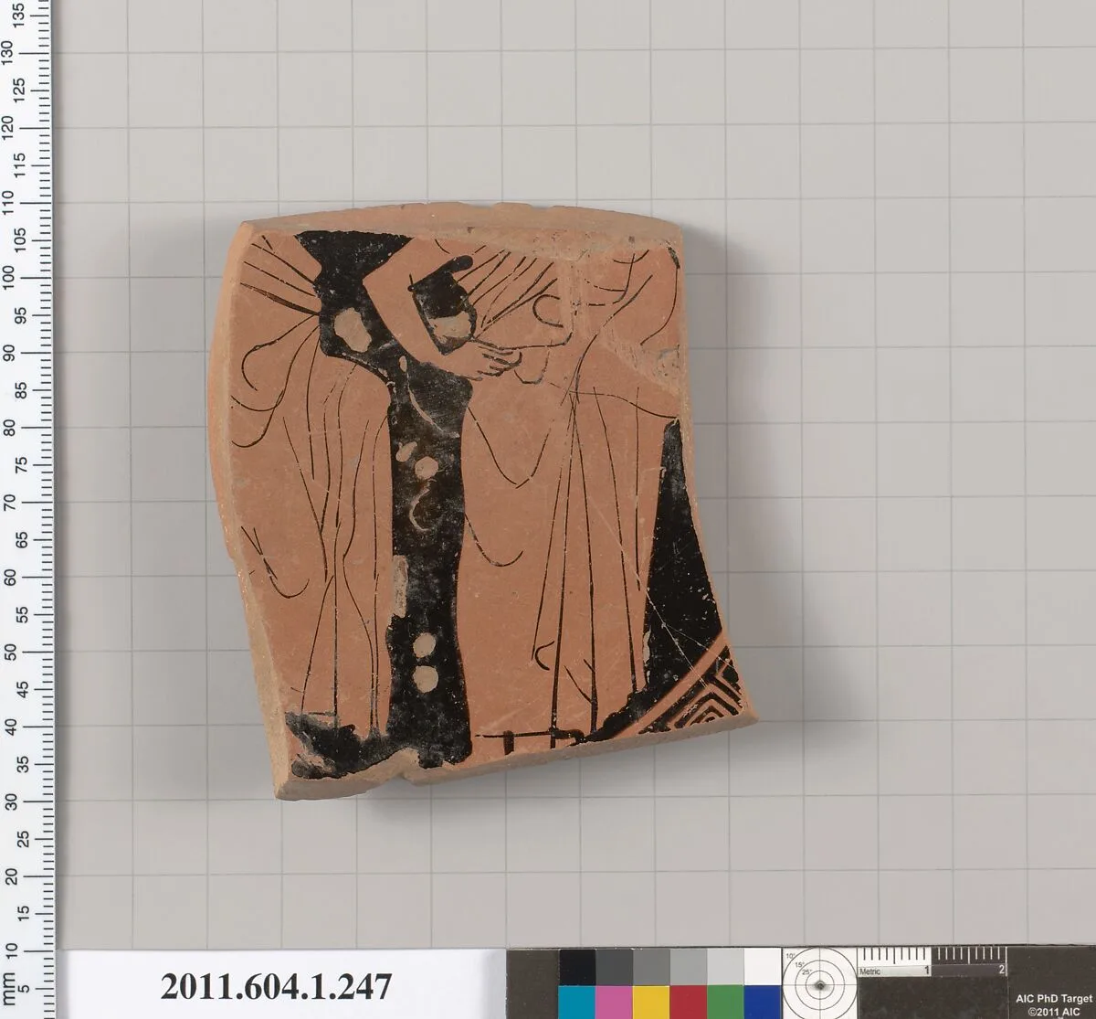 Terracotta fragment of a kylix (drinking cup) — Painter of Faina 103