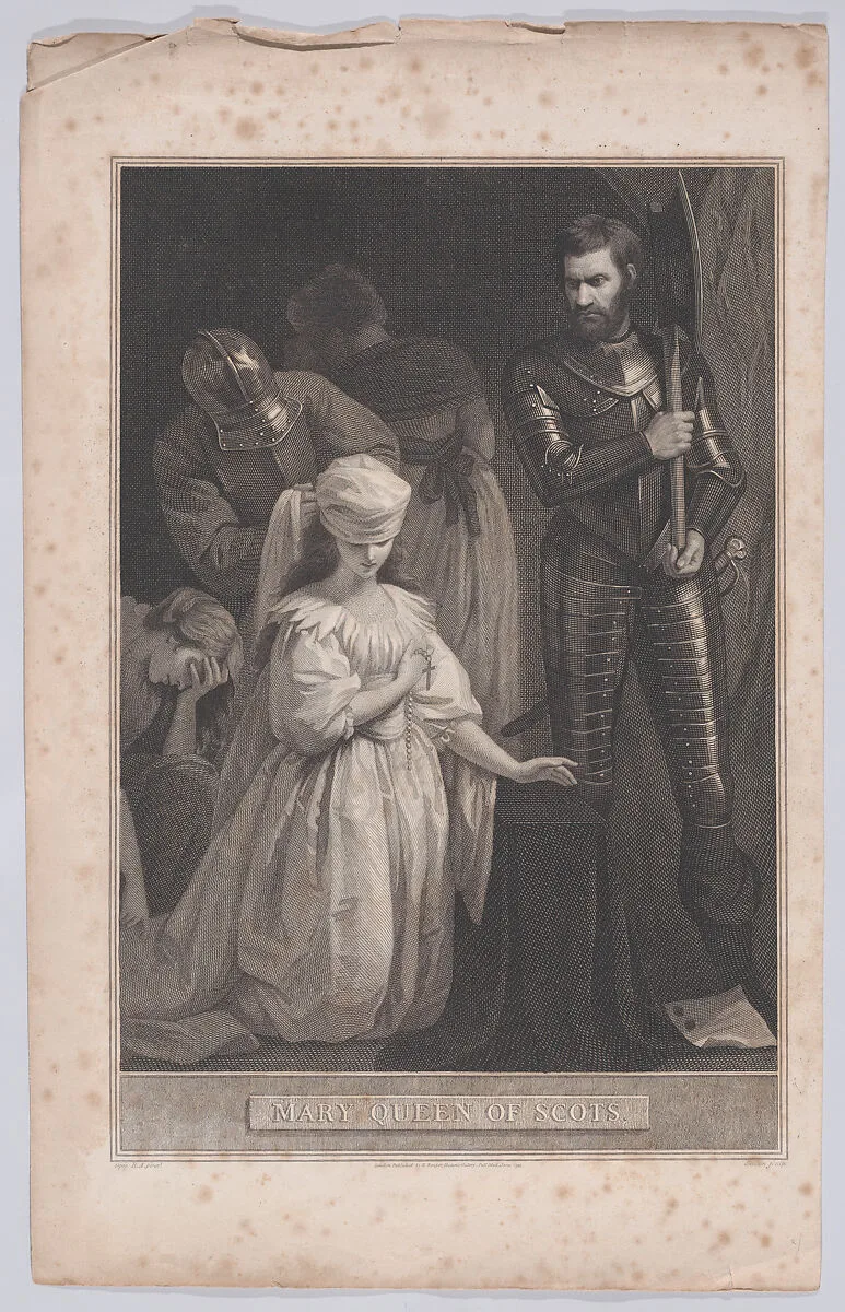 Mary, Queen of Scots at the execution block (from "The History of England") — Mary, Queen of Scots|Robert Bowyer|David Hume|William Skelton|John Opie