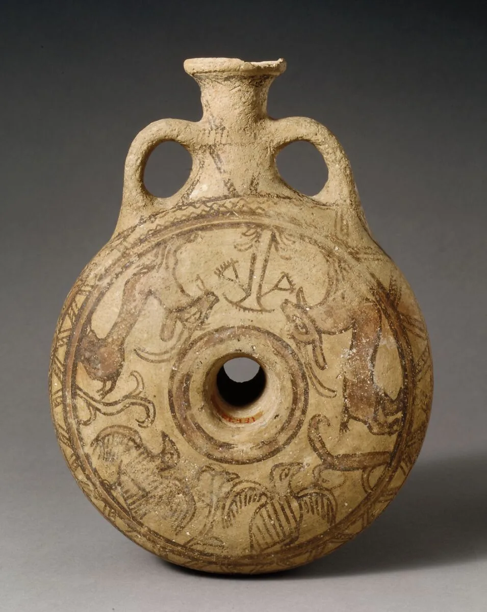 Terracotta lentoid flask — Unknown