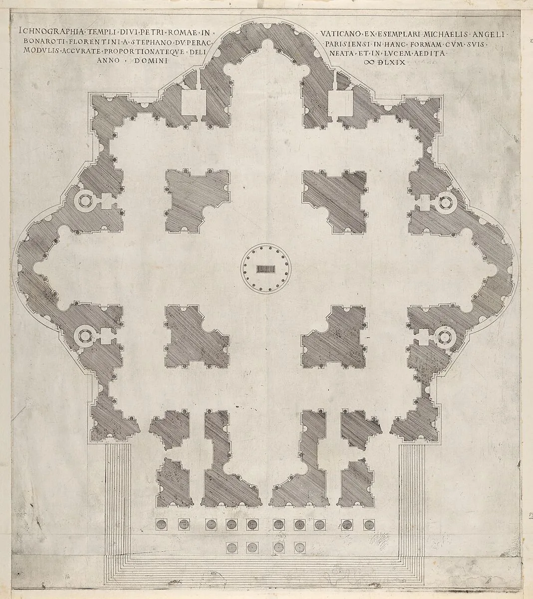 Speculum Romanae Magnificentiae: Plan of St. Peter's — Etienne DuPérac