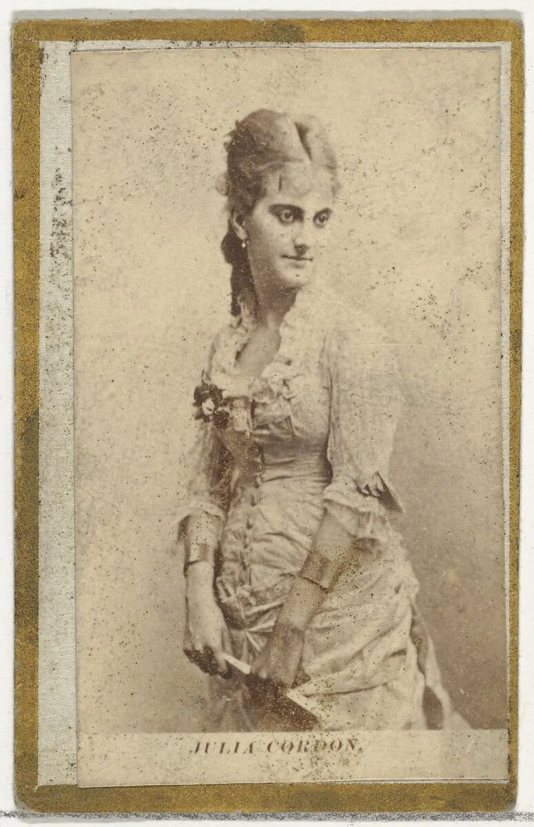 Julia Cordon, from the Actresses and Celebrities series (N60, Type 2) promoting Little Beauties Cigarettes for Allen & Ginter brand tobacco products — Allen & Ginter