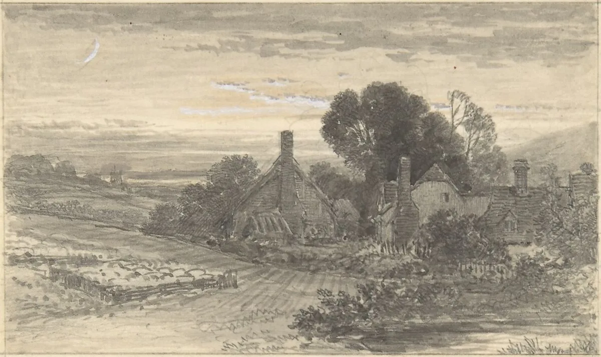Landscape with Cottages and a Sheepcot — Anonymous, British, 19th century