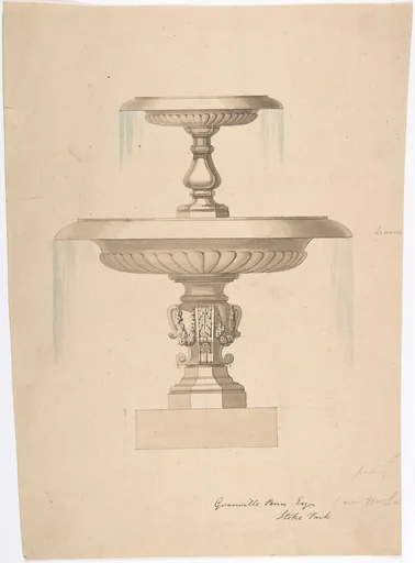 Design for a Fountain with Two Basins (recto); Another design (verso)