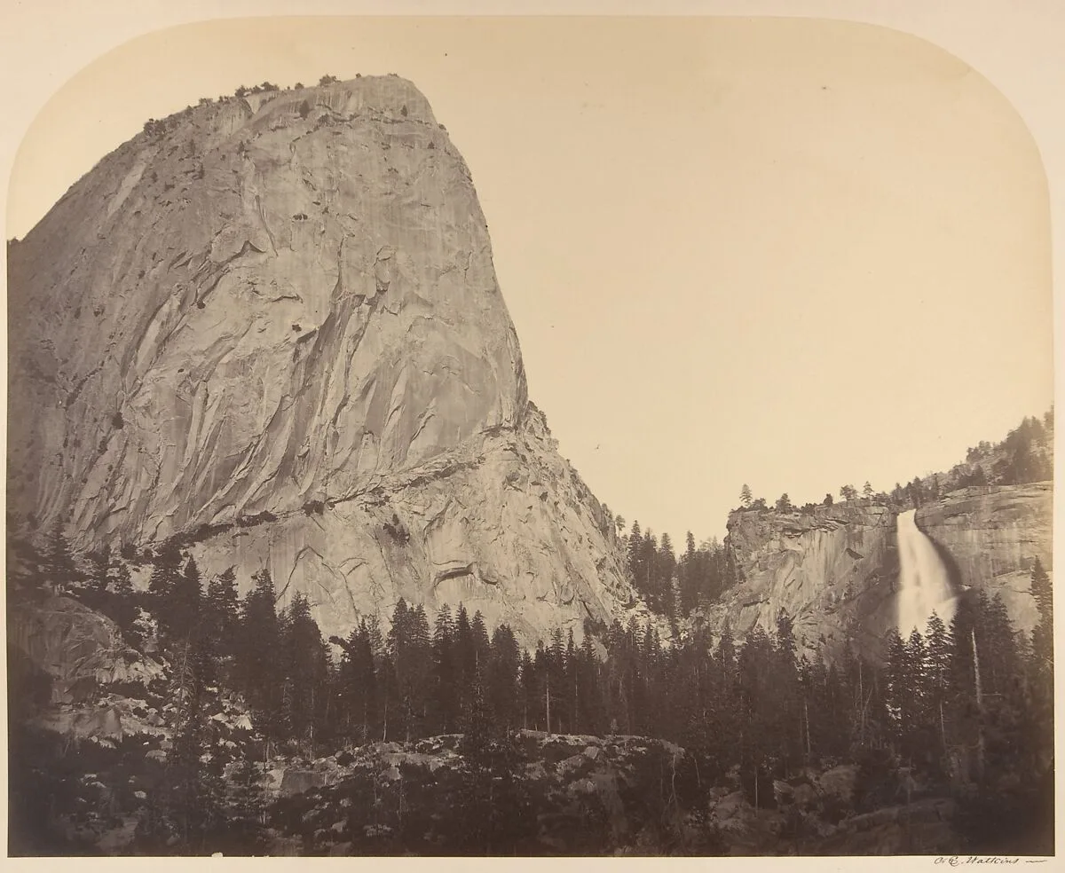 Mt. Broderick and Nevada Fall. Fall = 700 ft. — Carleton E. Watkins