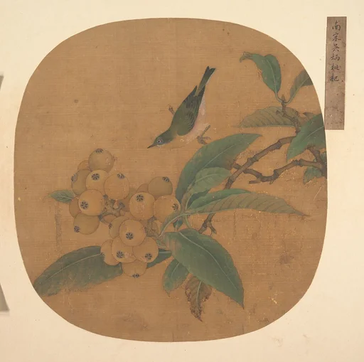 明 佚名 (舊傳)吳炳 枇杷 扇|Bird on a Loquat Tree