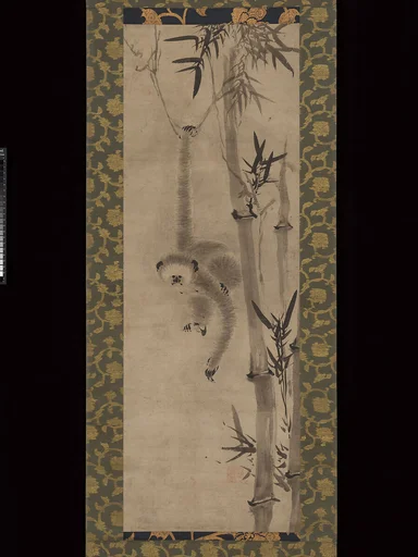 竹猿猴図 (Chikuenkō zu)|Gibbon and Bamboo