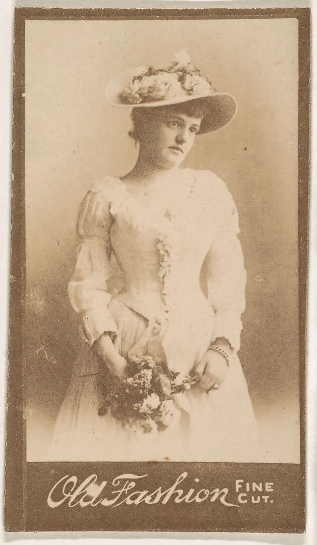 Actress holding floral bouquet, from the Actresses series (N664) promoting Old Fashion Fine Cut Tobacco — Unknown