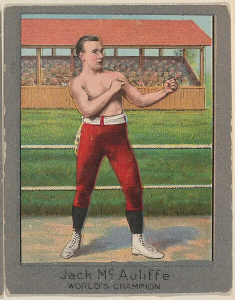 Jack McAuliffe, from the Champion Athlete and Prize Fighter series (T220), issued by Mecca and Tolstoi Cigarettes — Tolstoi Cigarettes|Mecca Cigarettes