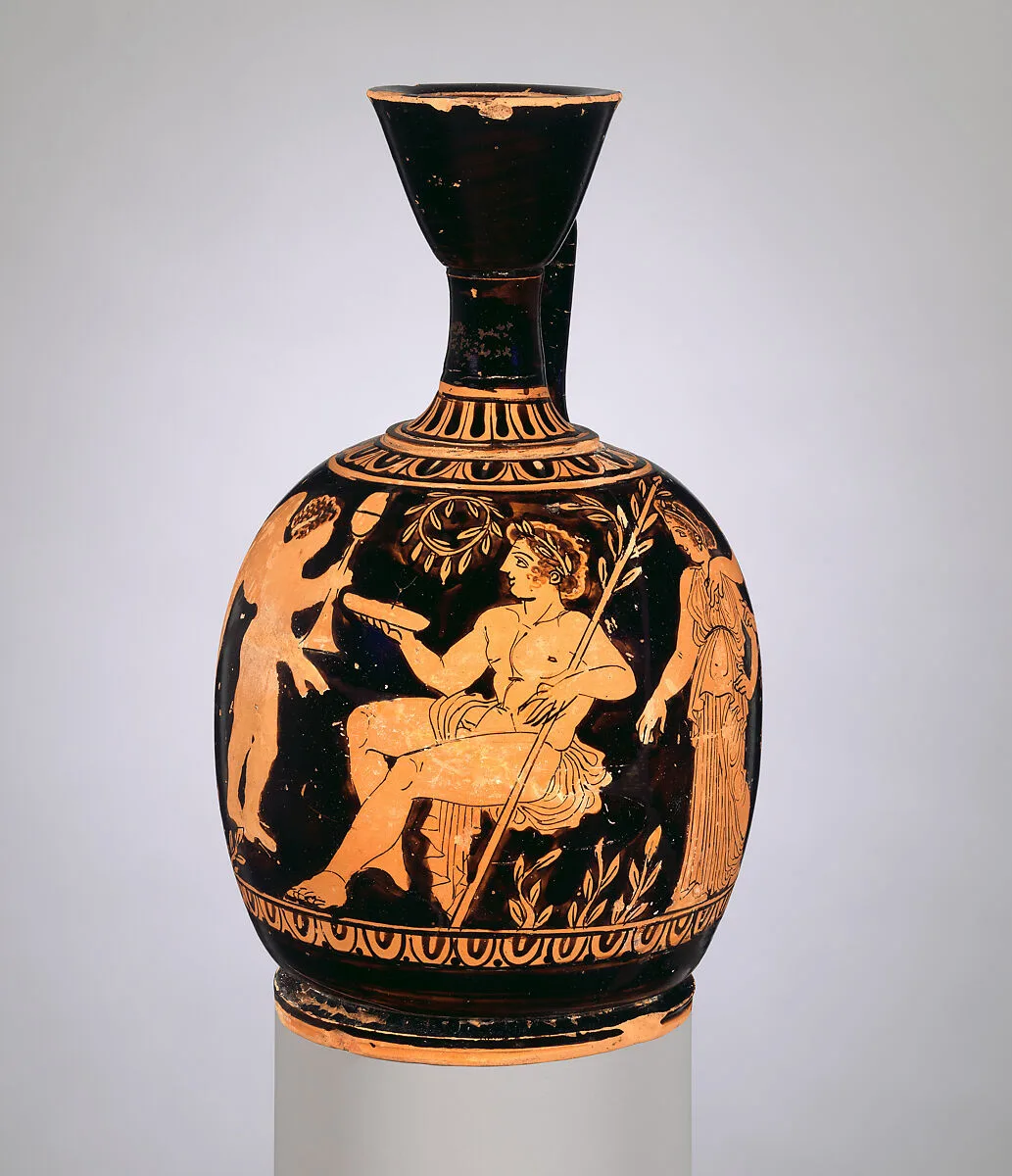 Terracotta squat lekythos (oil flask) — Meidias Painter