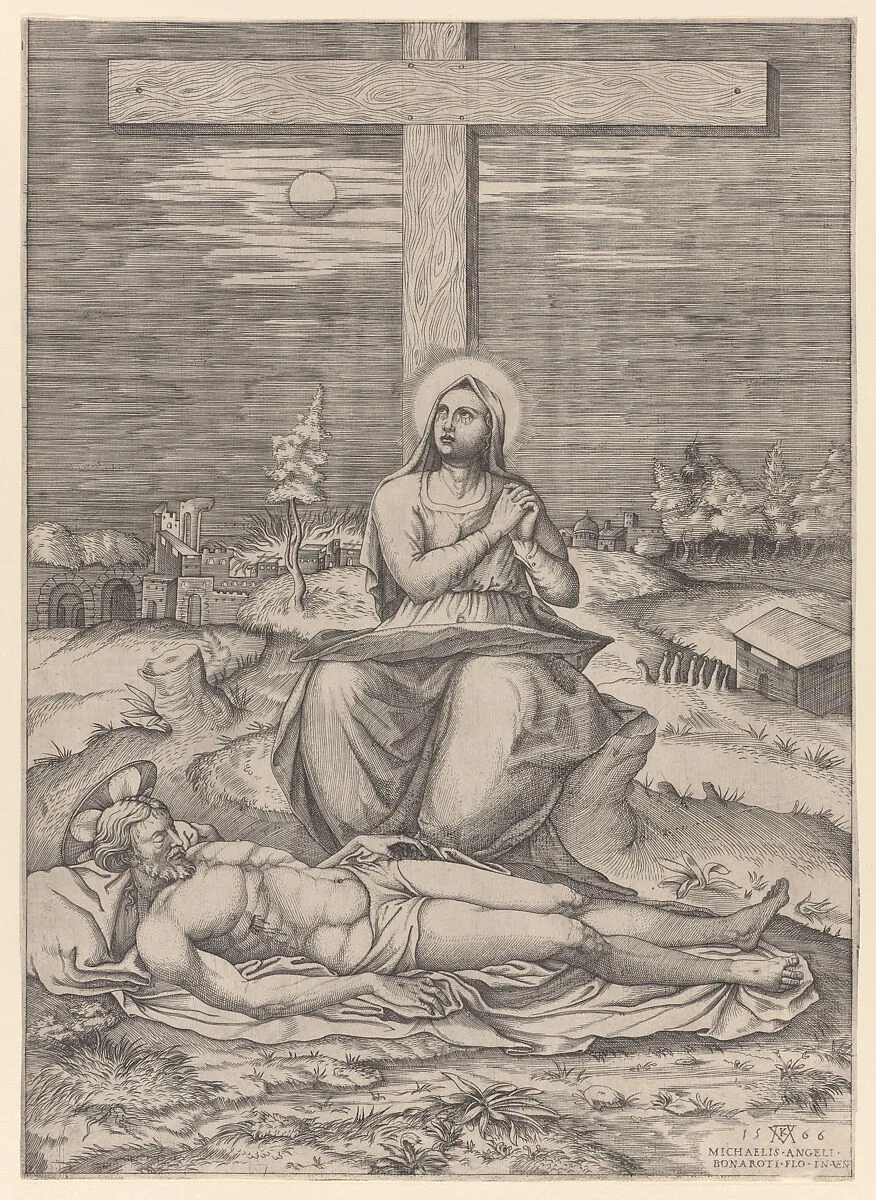The Lamentation of the Virgin Beneath the Cross — Mario Cartaro|Michelangelo Buonarroti