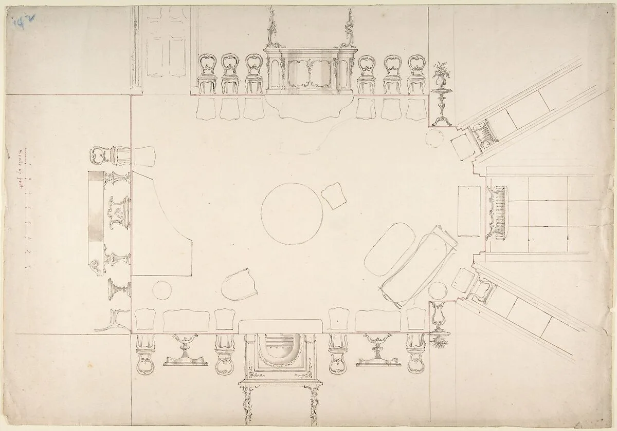 Plan and Elevations of a Music Room — Anonymous, British, 19th century