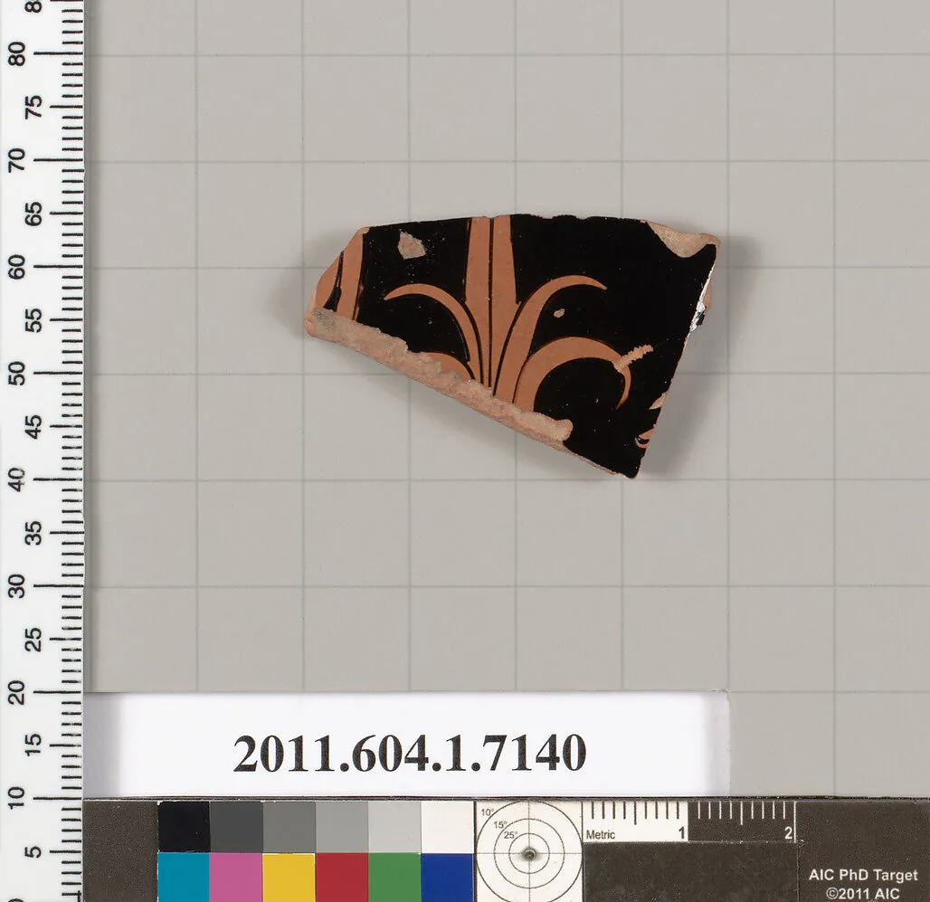 Terracotta fragment of a kylix (drinking cup) — Makron