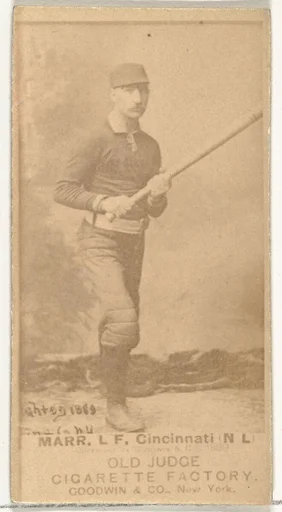 Charles W. "Lefty" Marr, Left Field, Cincinnati, from the Old Judge series (N172) for Old Judge Cigarettes