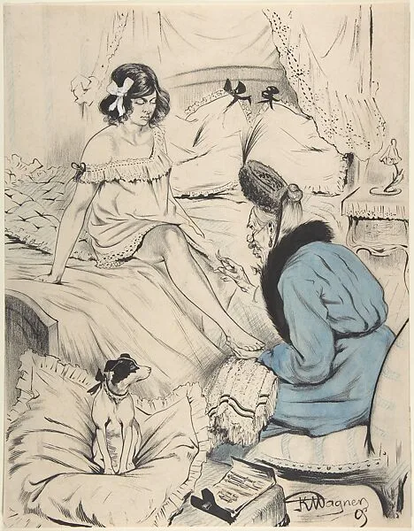 An old woman giving a pedicure to a young lady — Karl Wagner