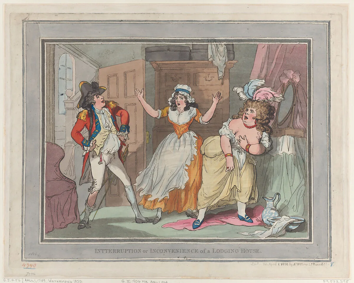 Interruption or Inconvenience of a Lodging House — Thomas Rowlandson|S. W. Fores
